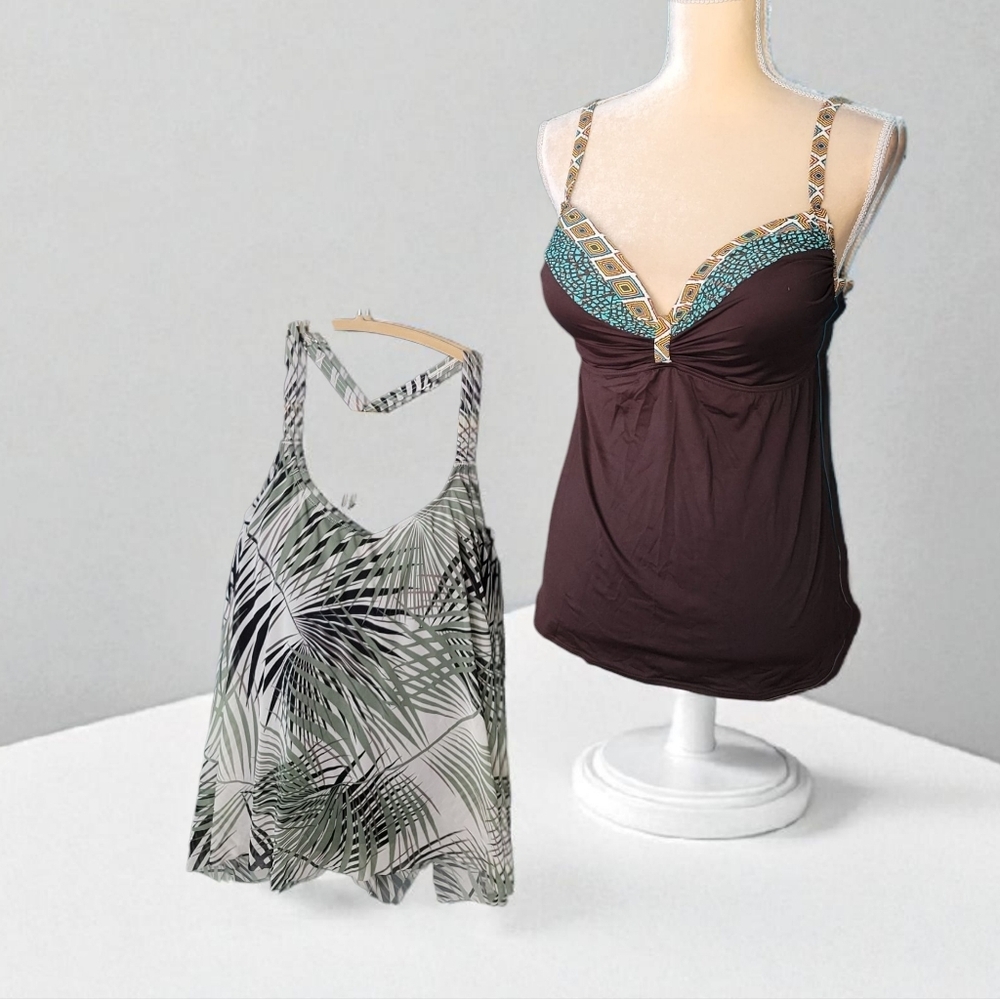 Coco Reef 2 tops Womens Sz 38D Bra-Sized Tankini Swimsuit